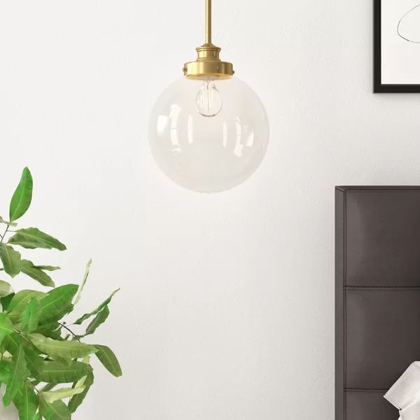 15" H x 12" W x 12" D Cayden 1 - Light Single Globe Pendant with Wrought Iron Accents | Wayfair North America