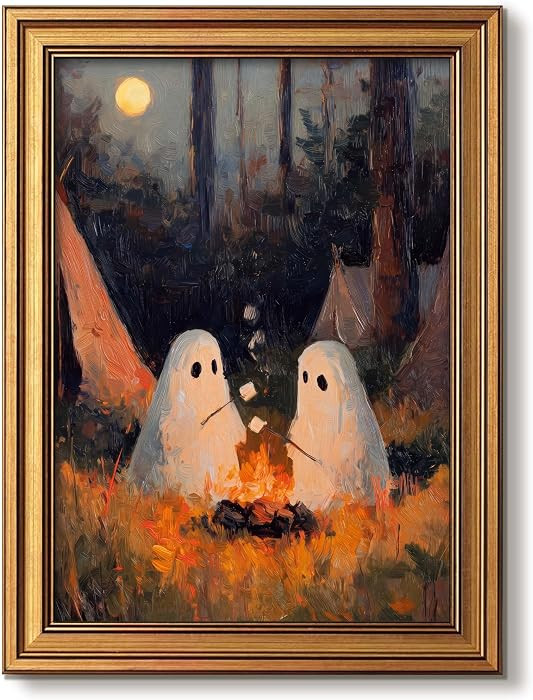 Vintage Gold Framed Halloween Wall Art, Cute Ghosts Pictures Wall Decor | Amazon (US)