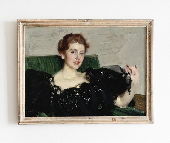 Portrait of a Fancy Woman | Vintage Redhead Victorian Lady Portrait Oil Painting | Digital Downlo... | Etsy (US)