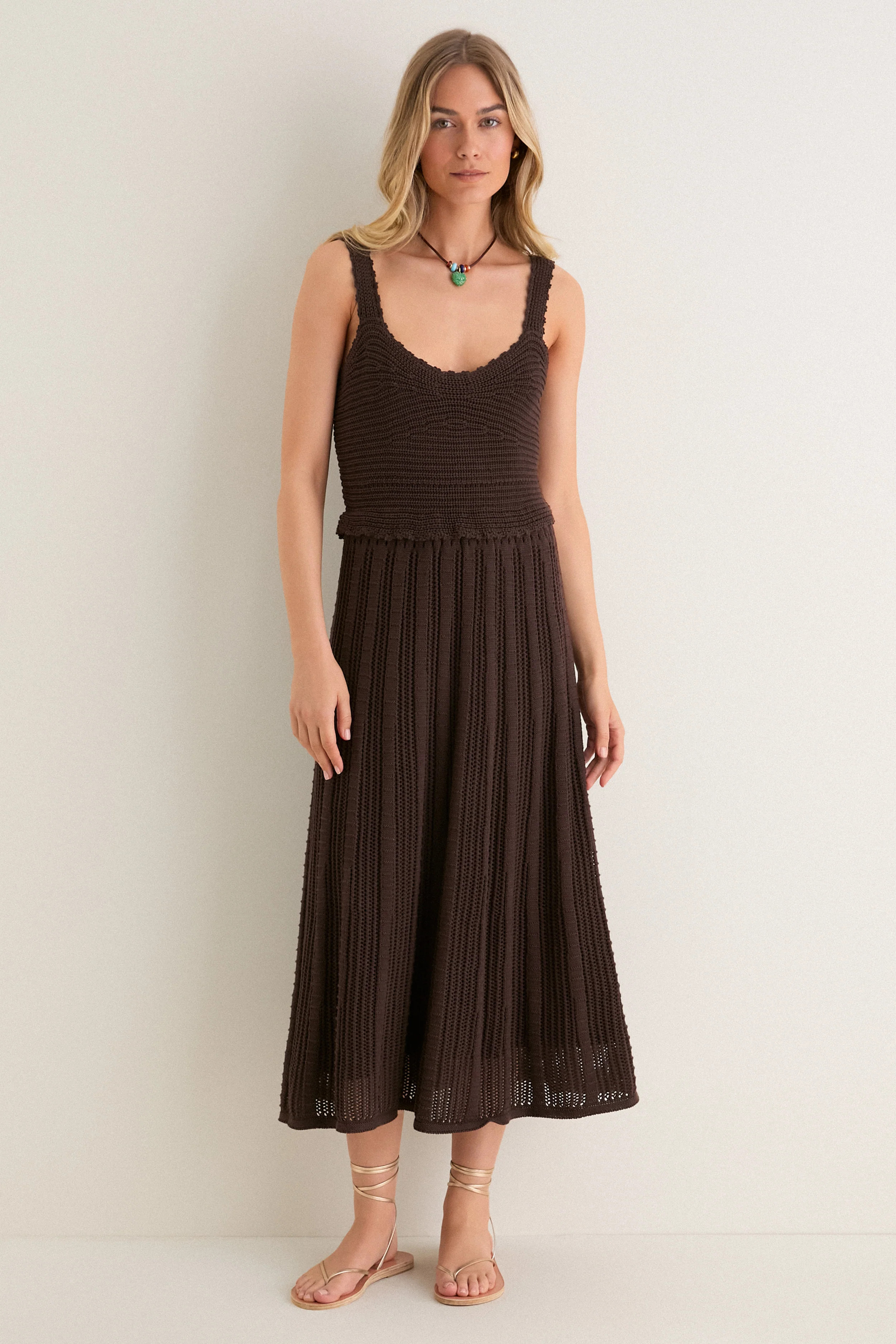 Chocolate Brown Knit Anne Midi Dress | Tuckernuck (US)