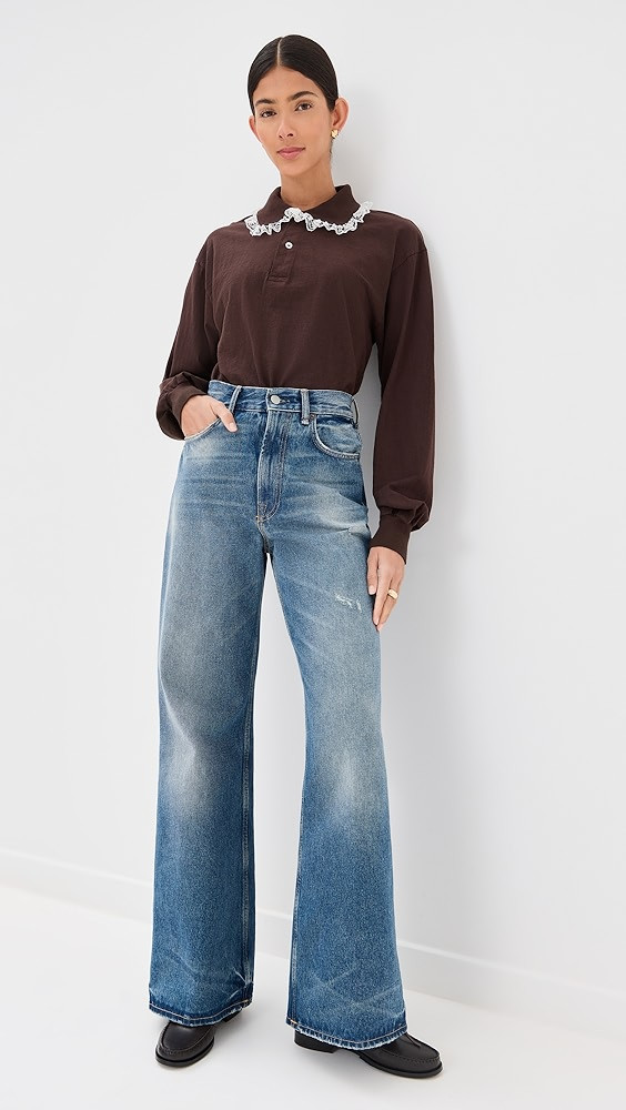 Cletus Lace Trim Long Sleeve Polo | Shopbop