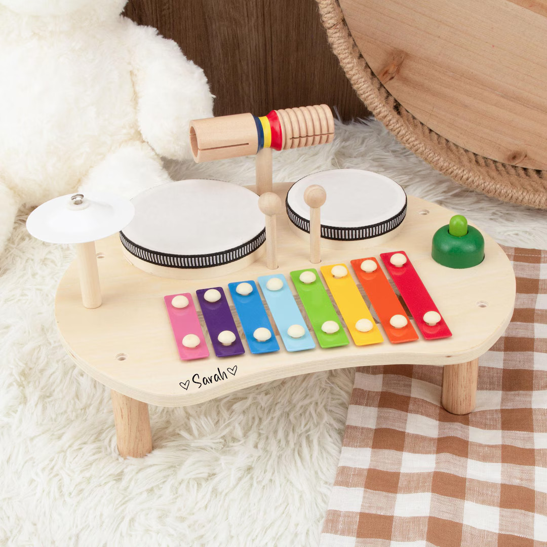 Personalized Wooden Piano & Drum Toy – Custom Name Musical Instrument for Kids,montessori Music... | Etsy (US)