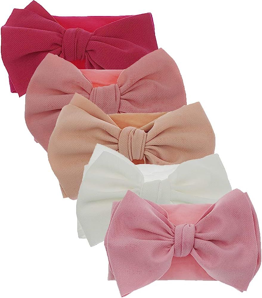 Amazon.com: Newest Baby Bow Headbands Baby Turban Knotted Headband Nylon Elastic Headwraps for Ba... | Amazon (US)
