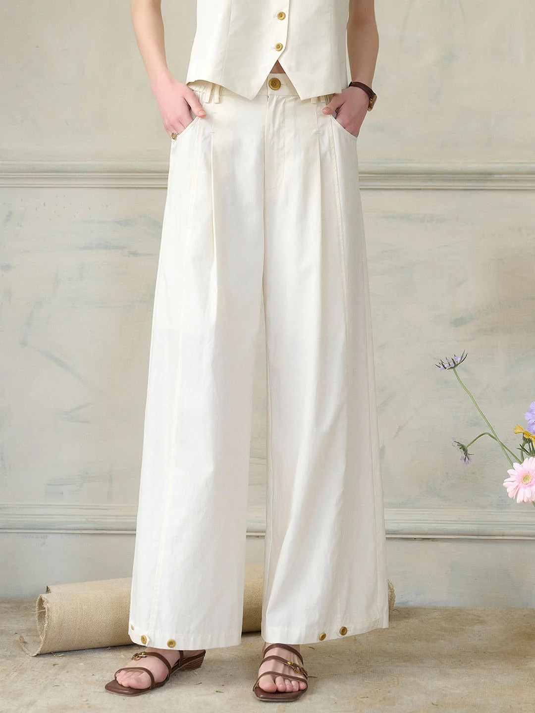 Briella Casual High-waisted Straight Trousers | SimpleRetro