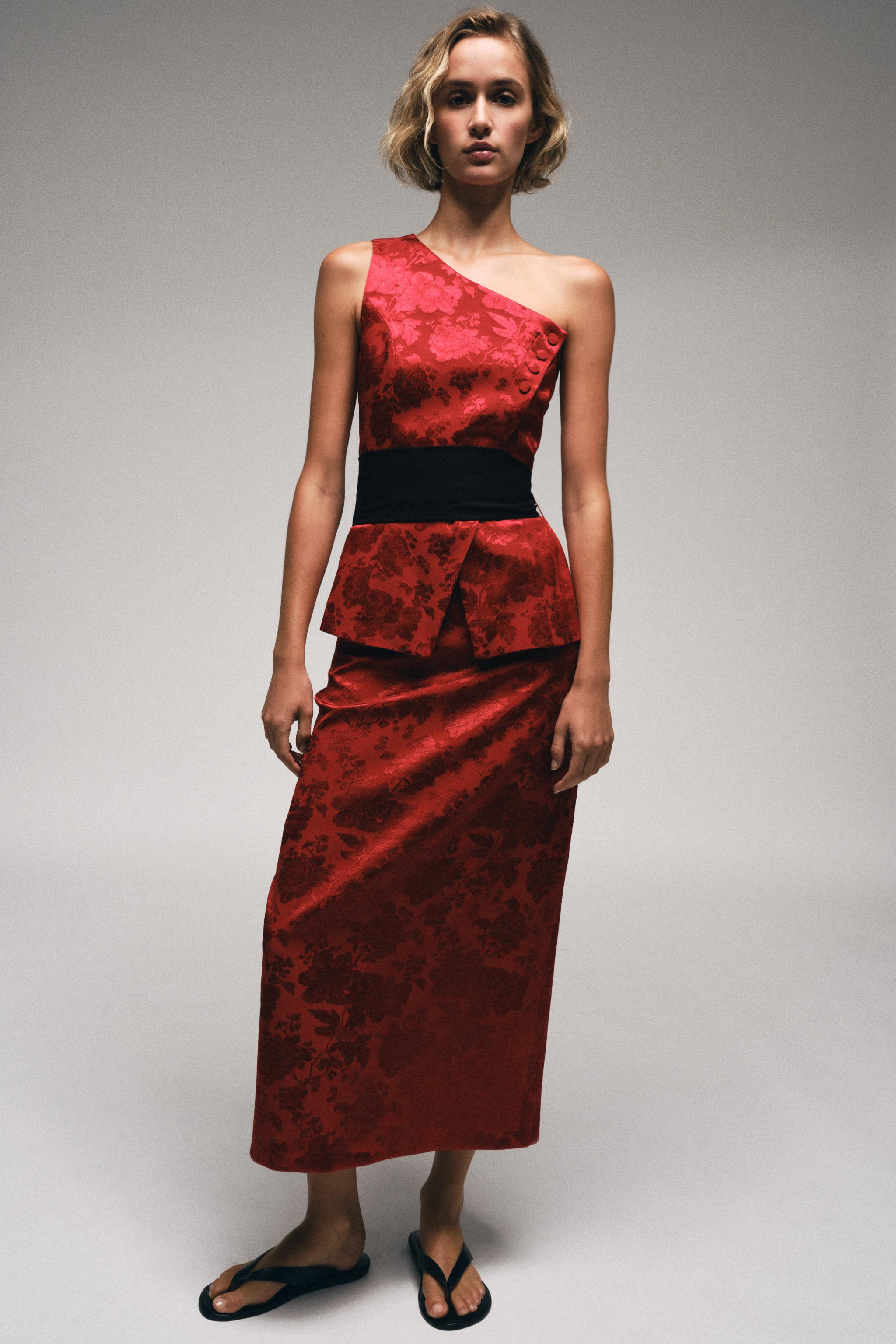 FLORAL JACQUARD MIDI SKIRT | Zara UK
