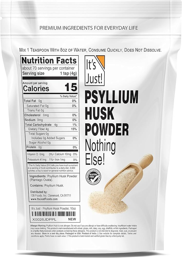 It's Just! - Psyllium Husk Powder, Easy Mixing Dietary Fiber, Cleanse Your Digestive System, Fine... | Amazon (US)