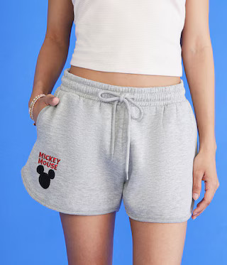 Mickey & Friends | Aero Mickey Mouse High-Rise Dolphin Shorts | Aeropostale