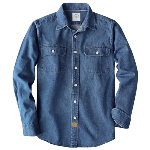 Dubinik\u00ae 8.8 oz Denim Shirt Men Mens Cowboy Shirts Button Down Long Sleeve | Amazon (US)