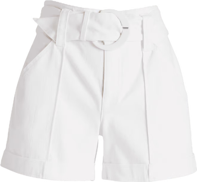 Belted Denim Trouser Short - White | Boston Proper | Boston Proper