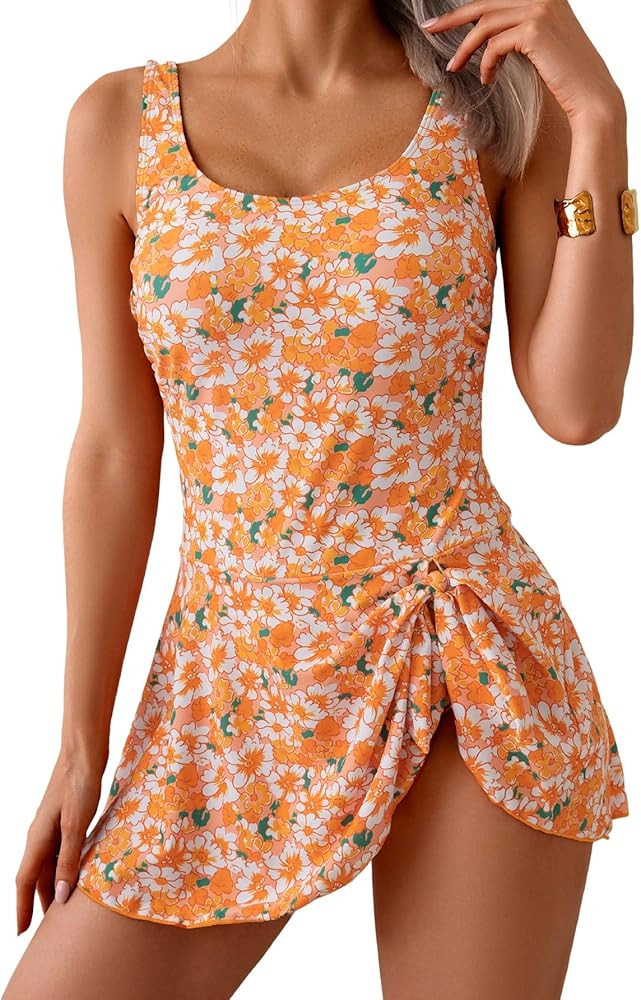 Eomenie One Piece Swimdress Swimsuits for Women Tummy Control Swim Dresses Skirt Bathing Suit | Amazon (US)