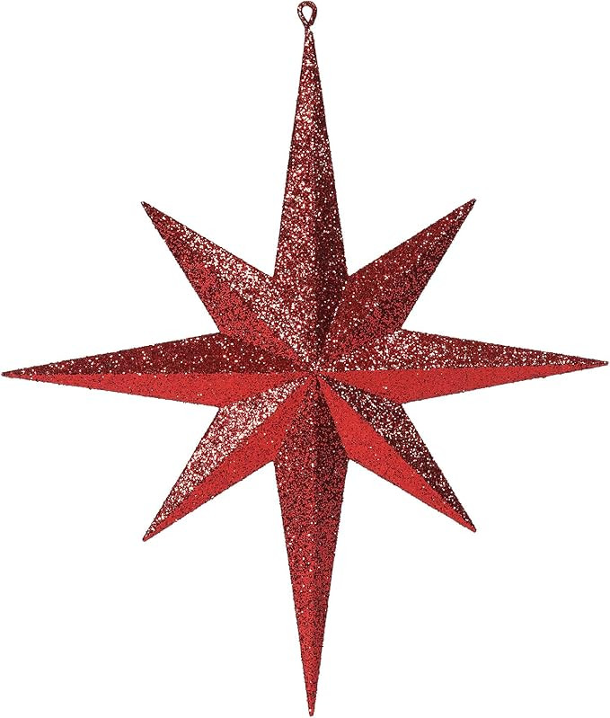 Vickerman 15.75" Red Iridescent Glitter Bethlehem Star Christmas Ornament | Amazon (US)