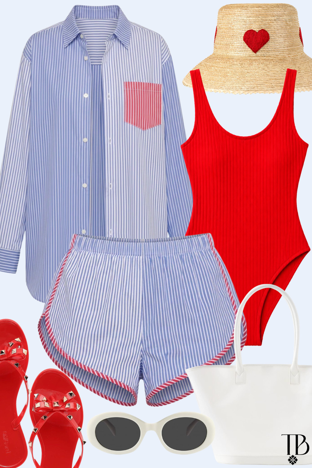 Red, white & resort ready ❤️🤍☀️ Giving coastal chic with a playful patriotic twist ✨ #LTKsummer #VacationStyle #CoastalGrandma #BeachOutfit #ResortWear 

 