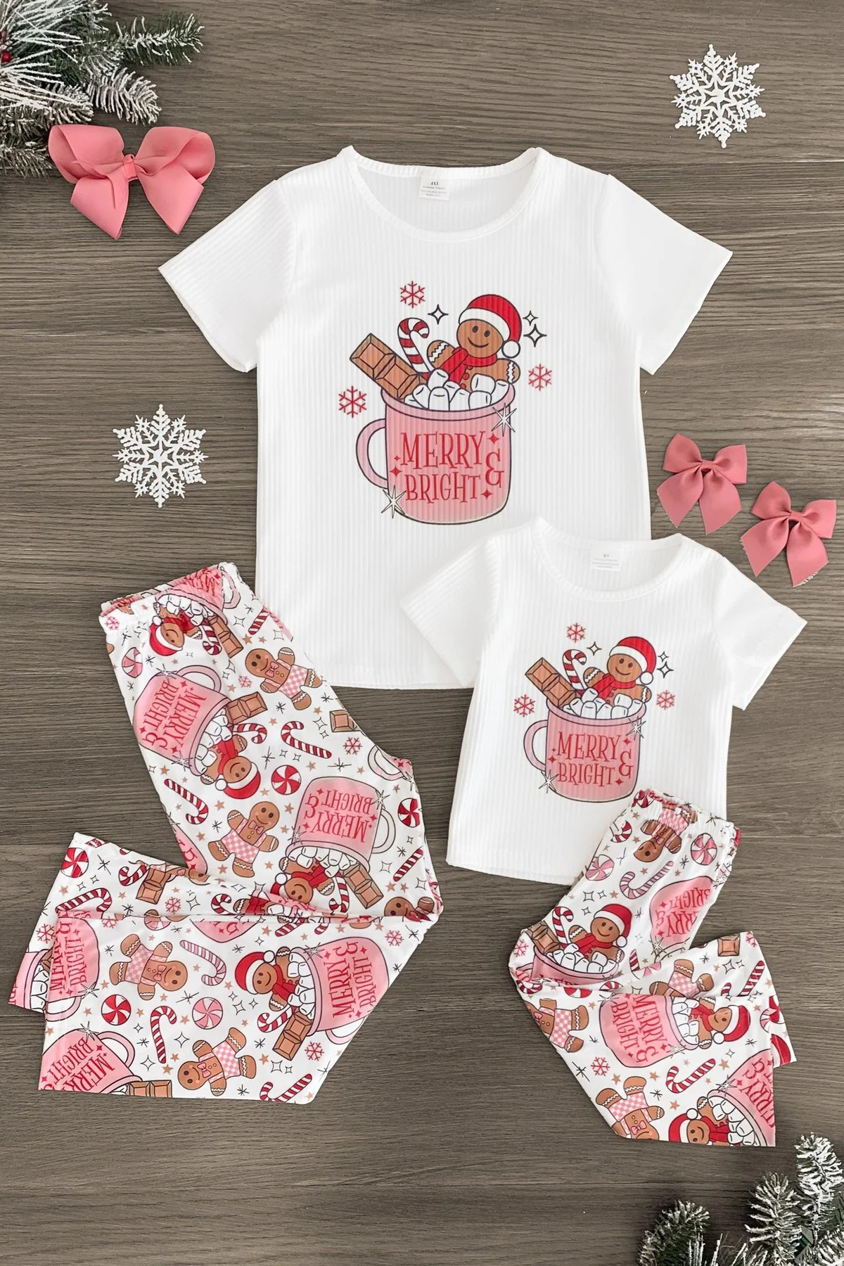 Mom & Me - "Merry & Bright" Gingerbread Man Pajamas | Sparkle In Pink