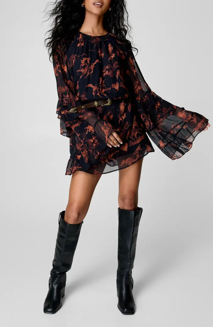 NASTY GAL Stallion Print Long Sleeve Minidress | Nordstrom | Nordstrom