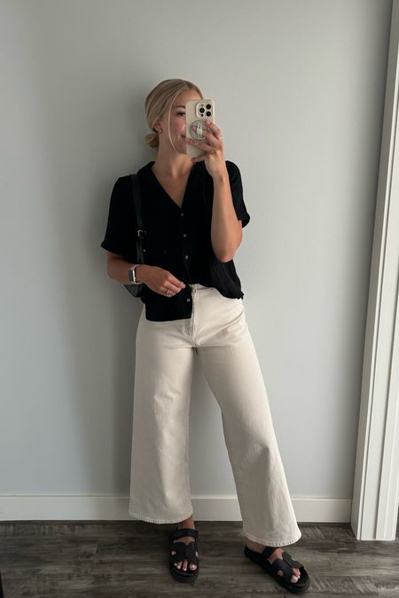 Casual Sunday outfit! Love these wide leg pants from Target. Sandals are also currently 20% off and perfect for summer!

#LTKFindsUnder50 #LTKStyleTip #LTKSaleAlert