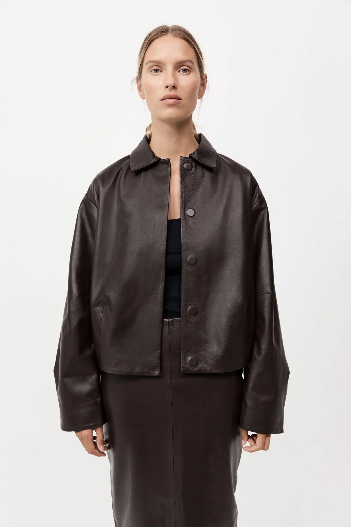 PRE-ORDER: Cocoon Leather Jacket - Chocolate | St. Agni (US, UK, EU)