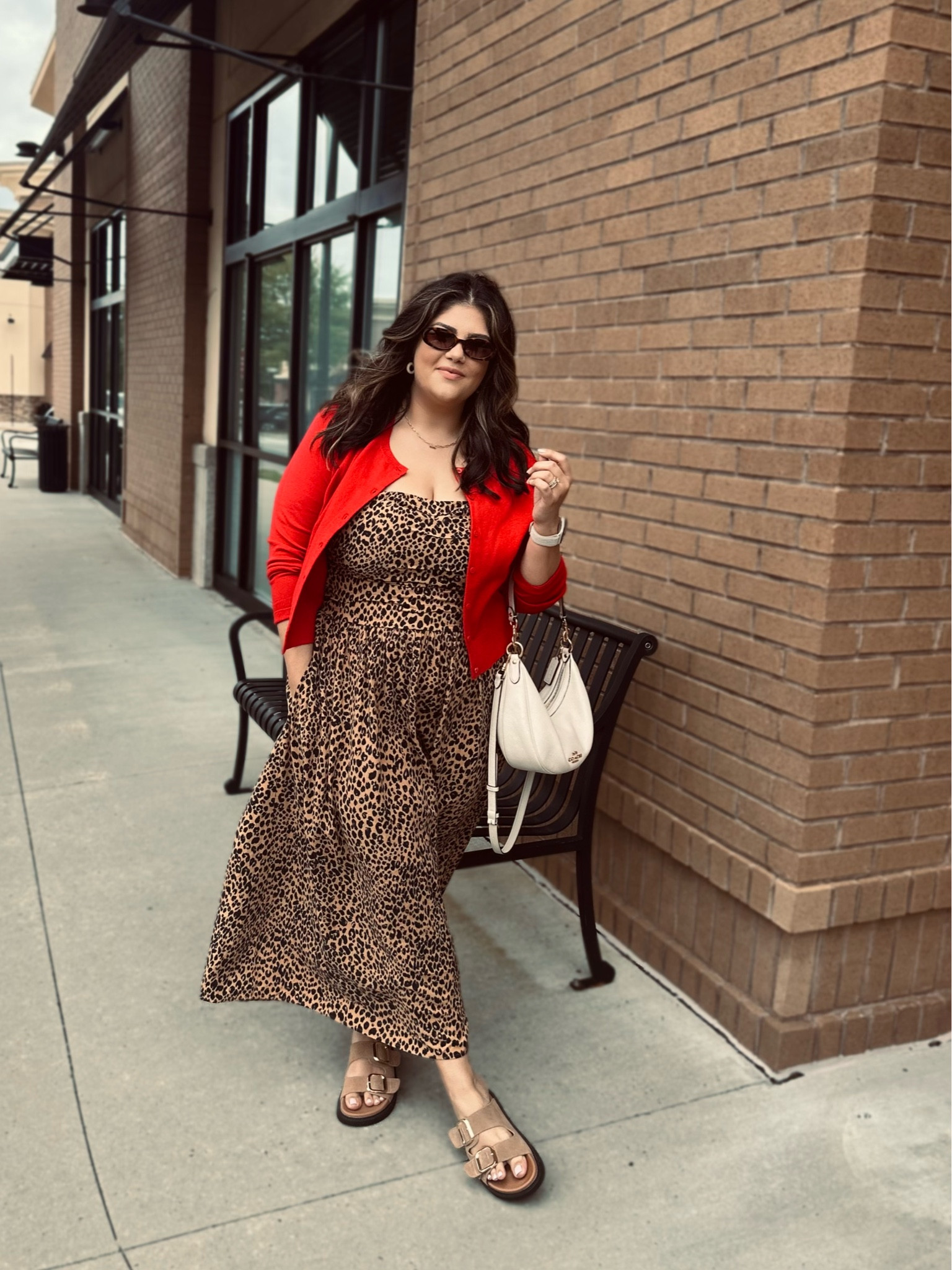 Love this fall transition outfit! The fun red cardigan is only $20 at Target! Super soft & the color is nice and bright ❤️ 
I’m wearing a L in the dress and cardigan! 

#LTKMidsize #LTKFindsUnder50 #LTKFallSale
