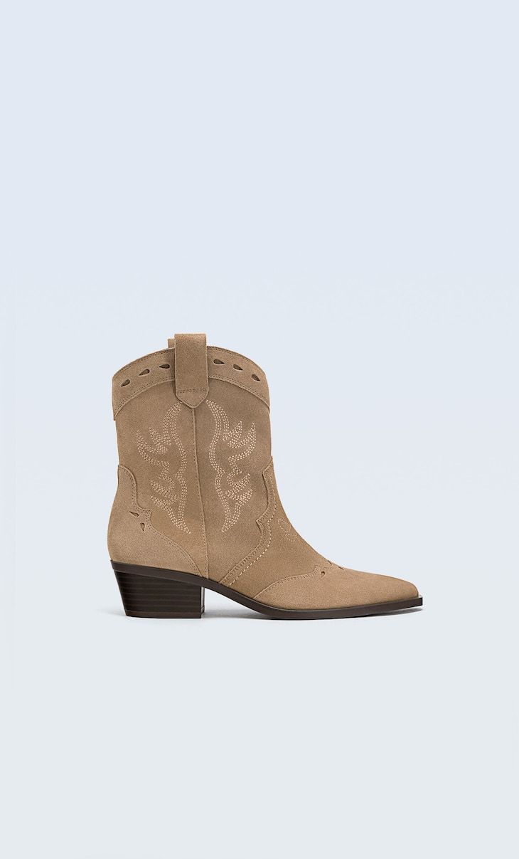 Leather cowboy ankle boots | Stradivarius (UK)