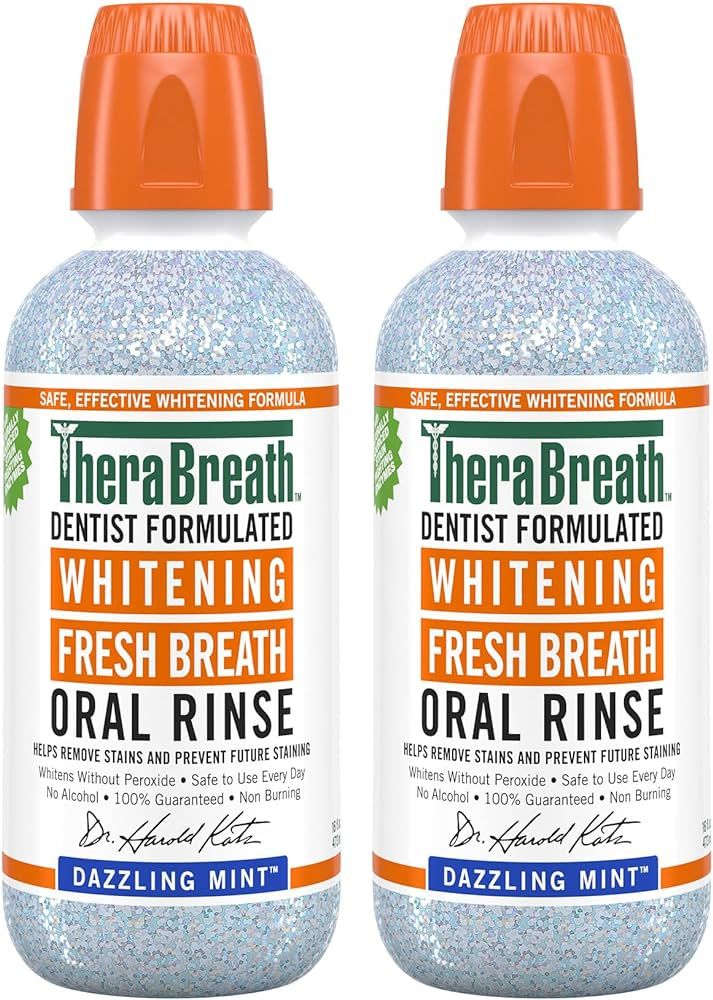 TheraBreath Whitening Mouthwash, Dazzling Mint, Dentist Formulated, 16 Fl Oz (2-Pack) | Amazon (US)