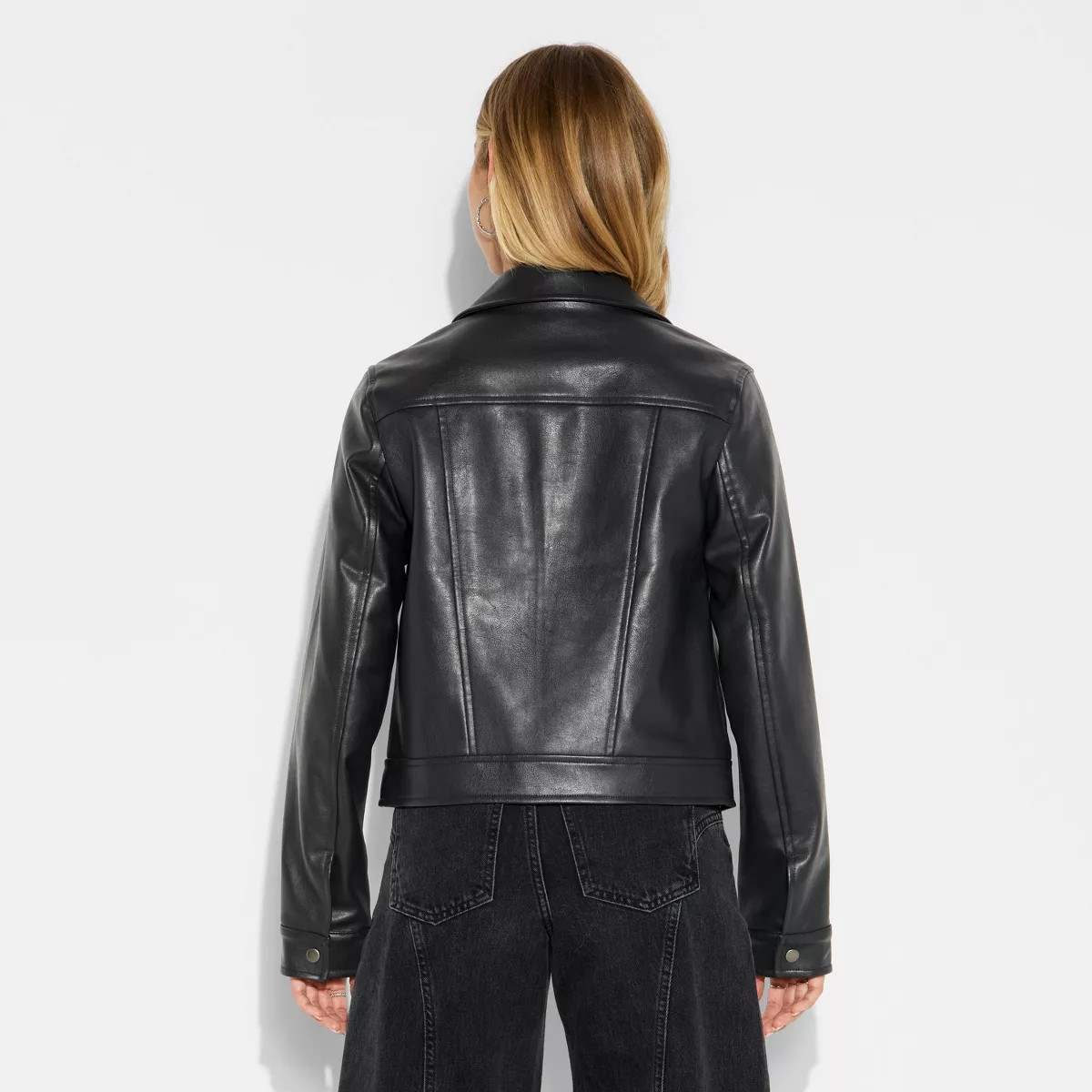 Women's Boxy Faux Leather Jacket - Wild Fable™ Black | Target