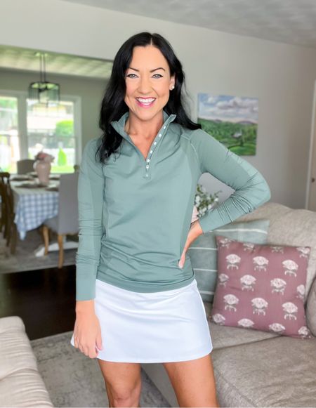 Affordable women’s activewear outfit. These green quarter-zip pullovers are great for fall (starting at only $28!) and my tennis skort is on sale for under $25 and has some really pretty new fall colors! Sizes XS-4X, fits TTS, I’m wearing a small.

Old navy, activewear, athleisure, mom style, fall outfit, casual style, tennis skirt, sweatshirt #momstyle #activewear #casual #sale #tennis 

#LTKFitness #LTKsalealert #LTKunder50