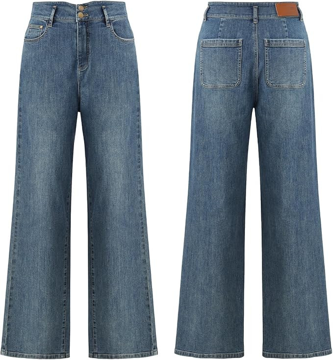 GOELIA High Waisted Pants for Women Trendy Wide Leg Boyfriends Baggy Jeans y2k with Pockets | Amazon (US)