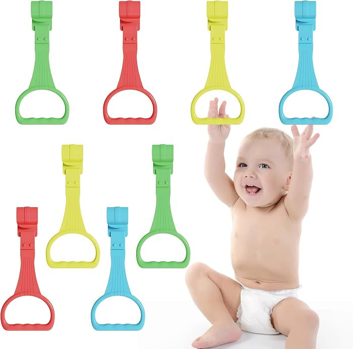 8Pcs Pull Up Rings - Baby Walking Exercises Assistant - Bed & Crib Stand Up Rings (4 Colors) | Amazon (US)