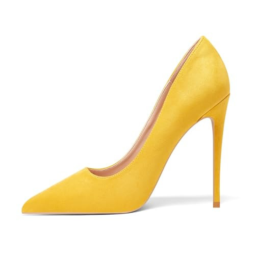 Elisabet Tang High Heels, Women Pumps Pointed Toe Stilettos 4.7.5 inch/12cm Sexy Heels Party Shoes Yellow 9.5 | Amazon (US)