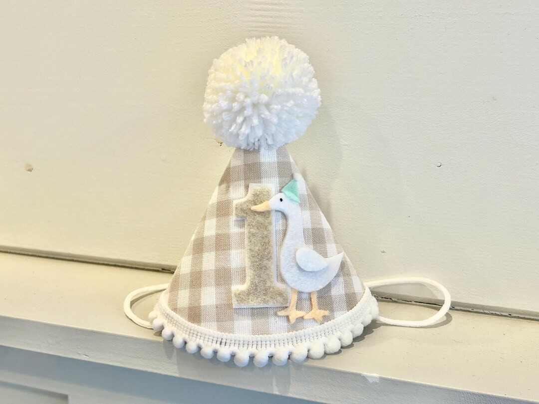 One Silly Goose Birthday Hat Beige Gingham Party Hat Silly Goose First 1st Birthday Hat Tan Silly... | Etsy (US)