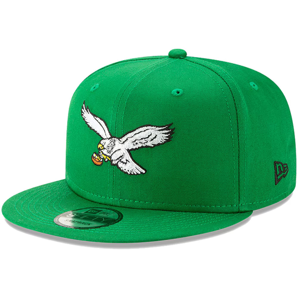Men's Philadelphia Eagles New Era Kelly Green Throwback 9FIFTY Adjustable Snapback Hat | NFL Shop