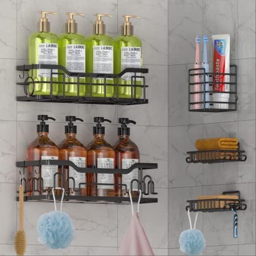 EUDELE Shower Caddy 5 Pack,Adhesive Shower Organizer for Bathroom Storage&Kitchen,No Drilling,Lar... | Amazon (US)