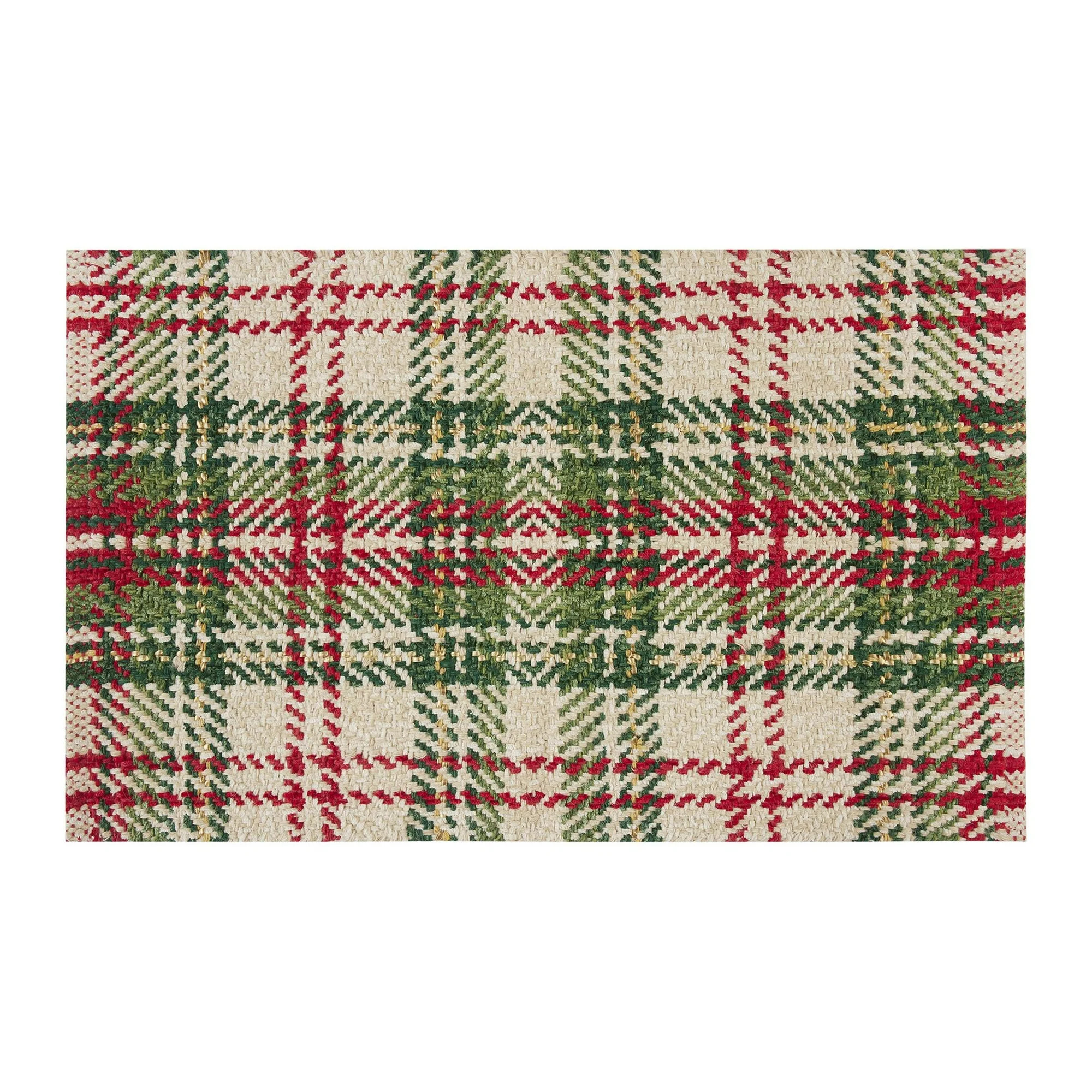 Holiday Time Ivory Plaid Rayon, Jute & Cotton Indoor Accent Rug 20" x 34" - Walmart.com | Walmart (US)
