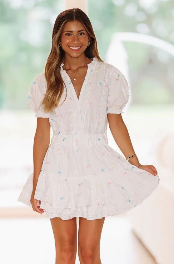 Minnie Bo Mini Dress - White | Hazel and Olive
