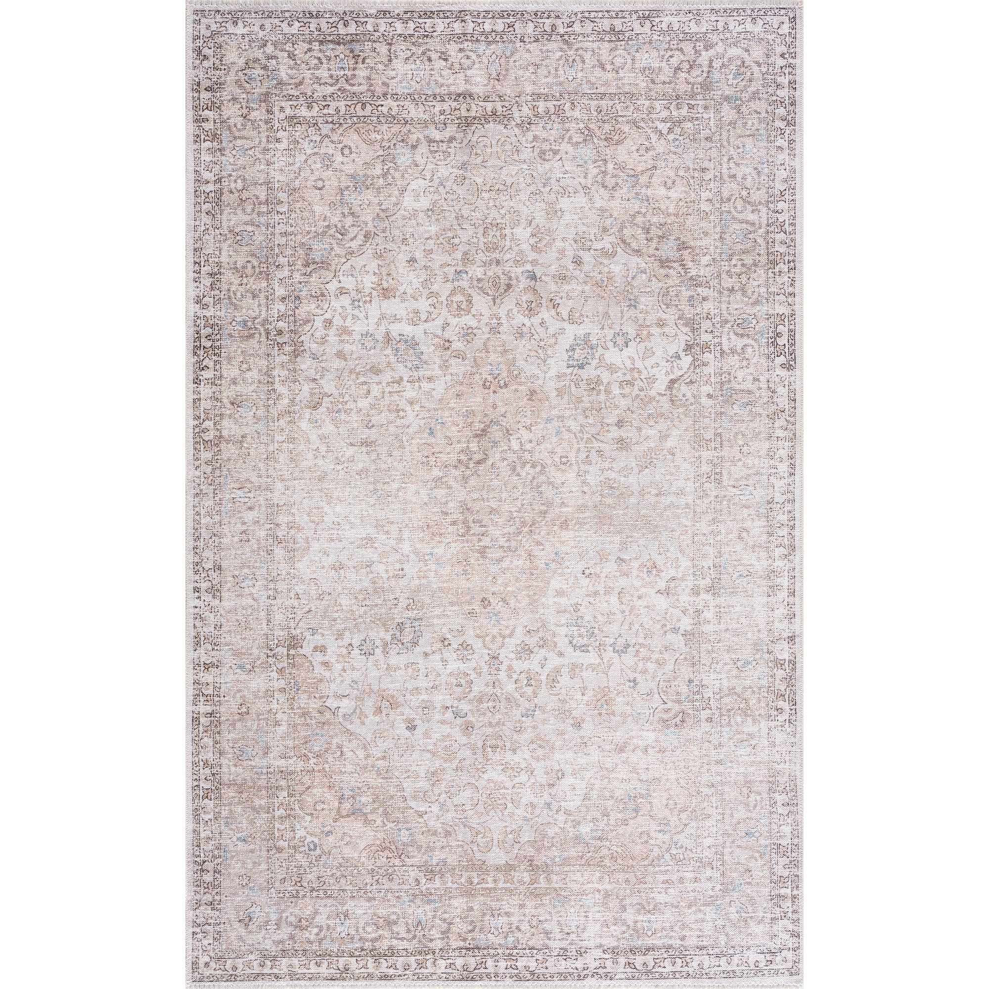 Cream Holi-2301 Washable Area Rug | Boutique Rugs