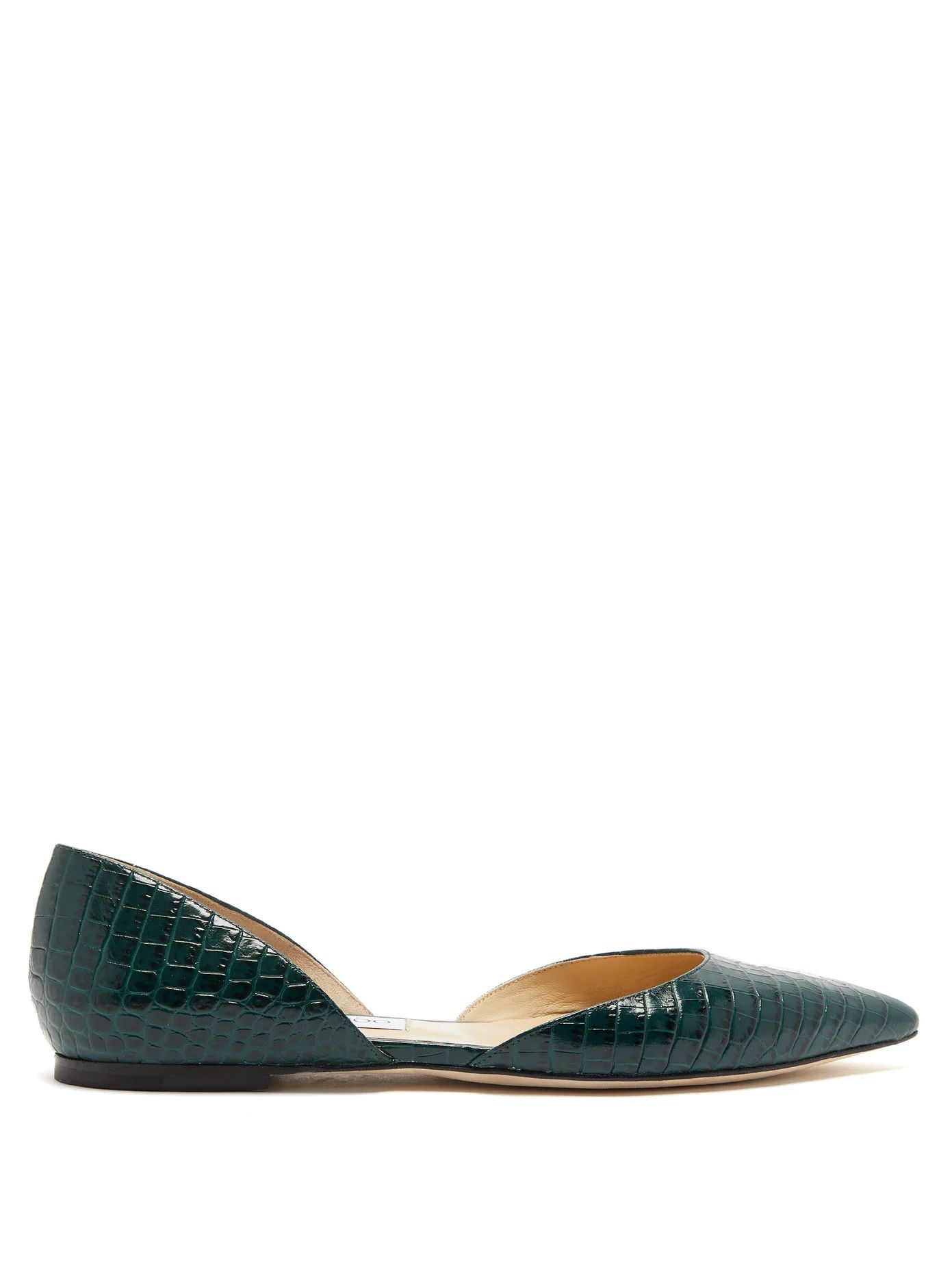 Ester crocodile-effect d'Orsay leather flats | Matches (US)