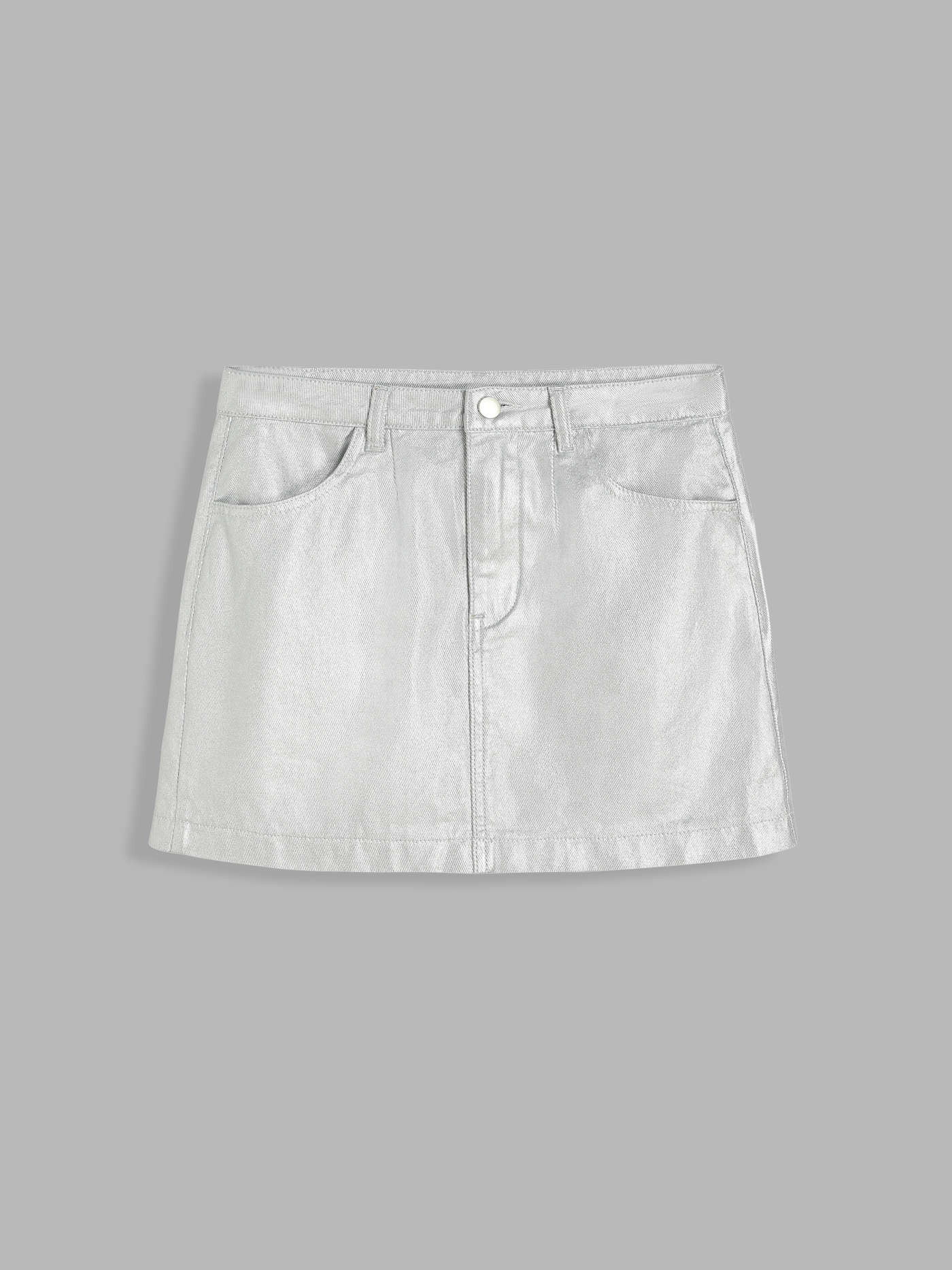 Denim Metallic High Waist Mini Skirt | Cider