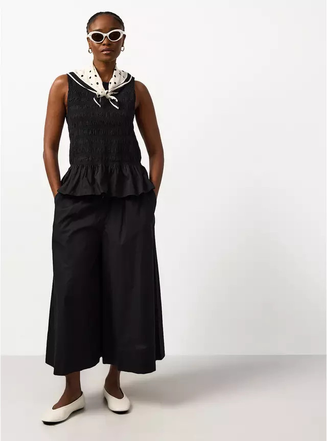 Buy Black Poplin Shirred Sleeveless Co-ord Top 10 | Tops | Tu | Tu Clothing