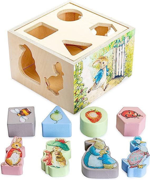 KIDS PREFERRED Beatrix Potter Peter Rabbit Wooden Shape Sorter for Toddlers, Includes 8 Pieces, M... | Amazon (US)