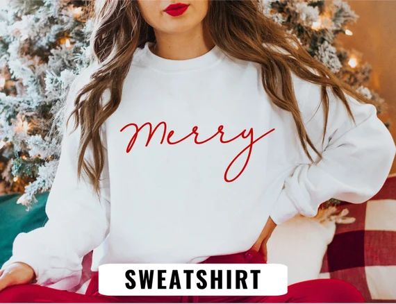 Merry Sweatshirt Merry Christmas Shirt for Women Christmas - Etsy | Etsy (US)