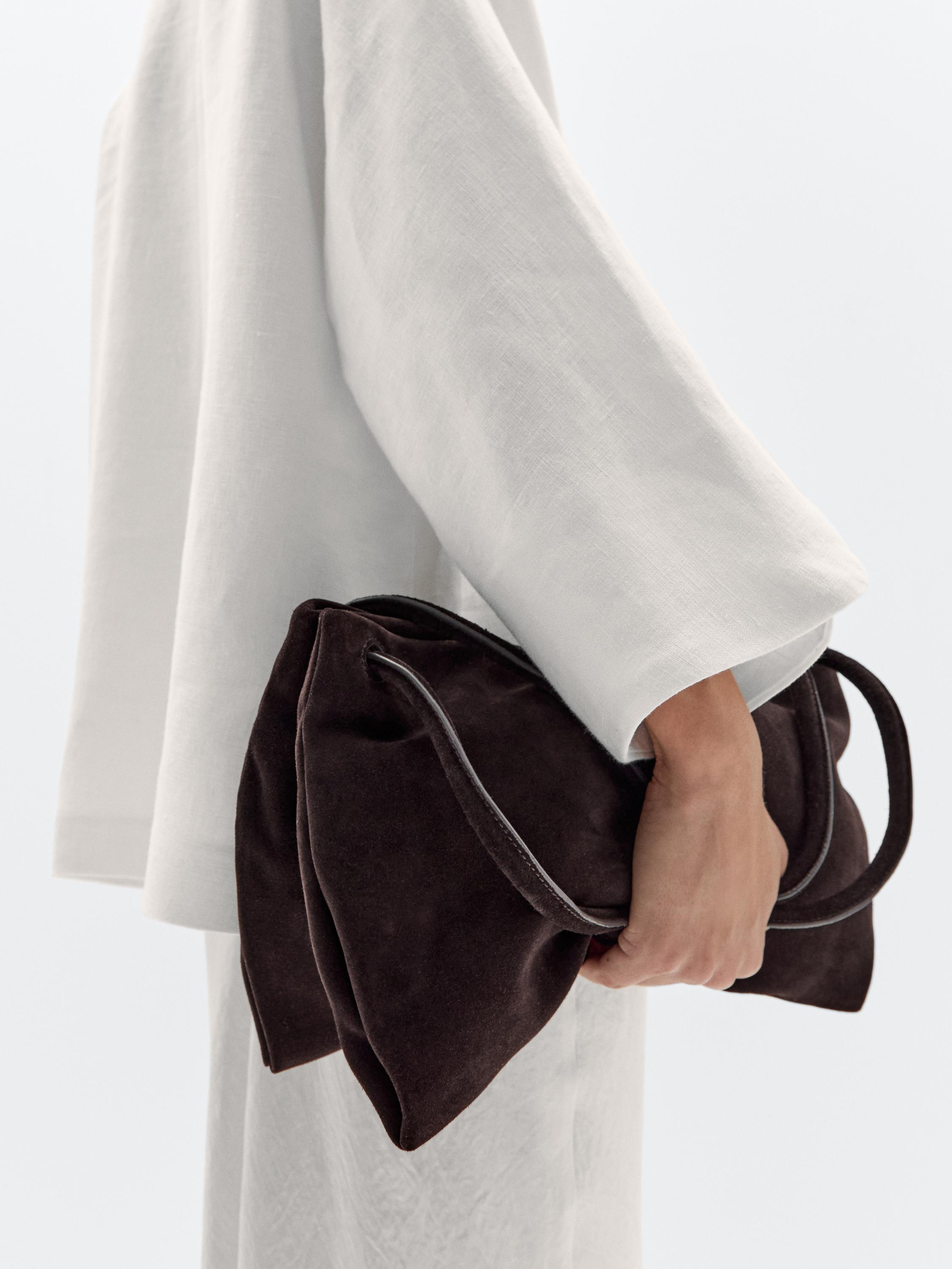 Leather and split leather medium bag with compartments | Massimo Dutti US