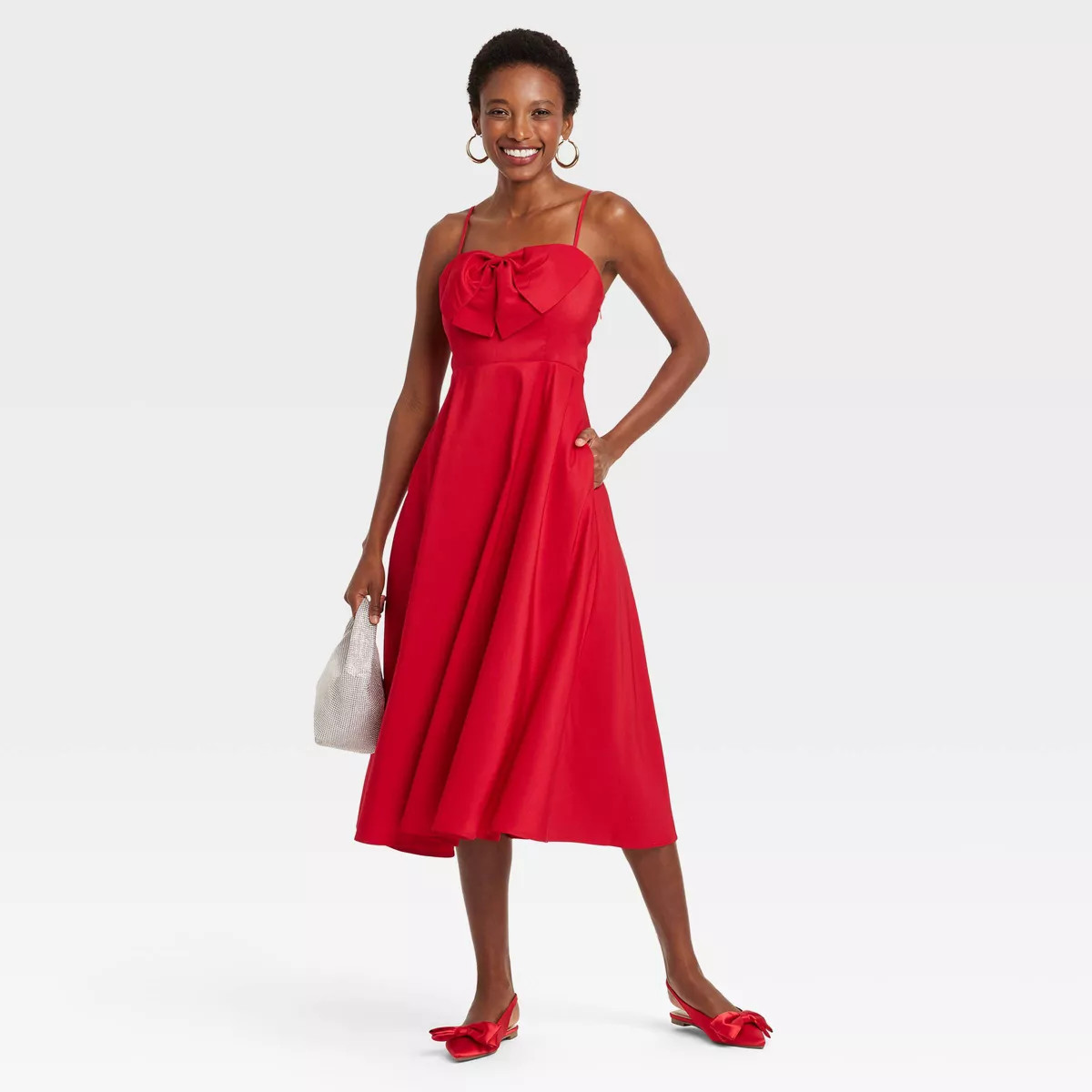 Women's Bow Midi Dress - A New Day™ Red 0 | Target
