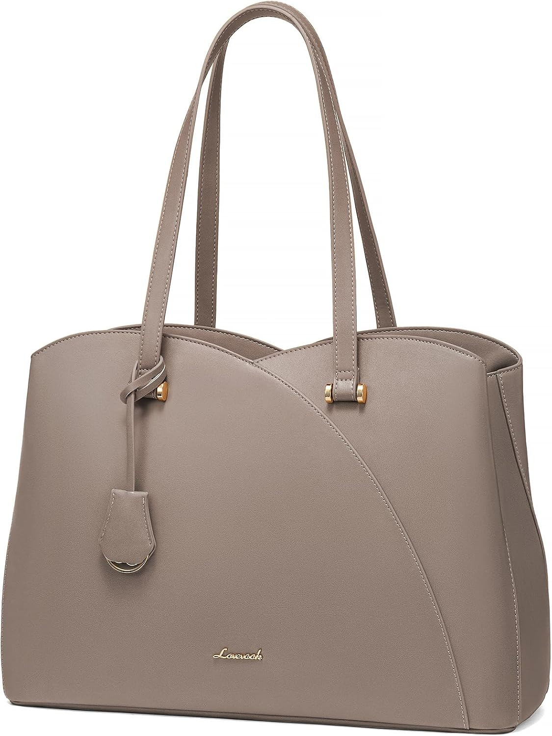 LOVEVOOK Teacher Tote Bag for Women, Work Bags Laptop Bag, Professional 17.3 Inch Leather Computer Bag, Large Purses Handbag Briefcase, Taupe | Amazon (US)