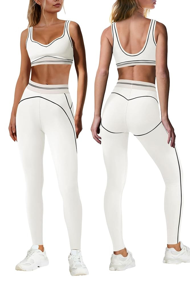 Nirovien Womens 2 Piece Workout Sets Athletic Yoga Outfits Sports Bra and Butt Lifting Leggings G... | Amazon (US)