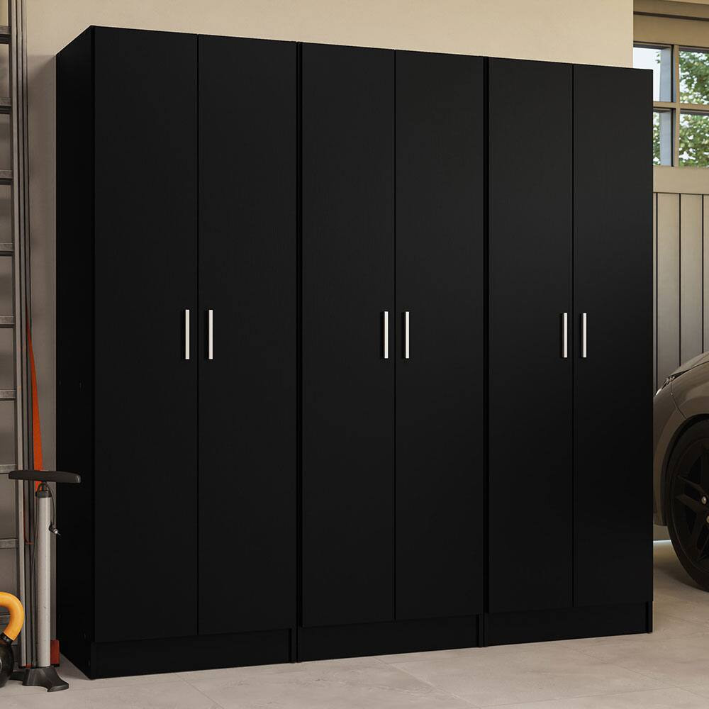 Madesa - Garage Storage Cabinet Set 6 Doors 12 Utility Shelves 70""L Organization Unit for Garage and Tools - Black | Best Buy U.S.