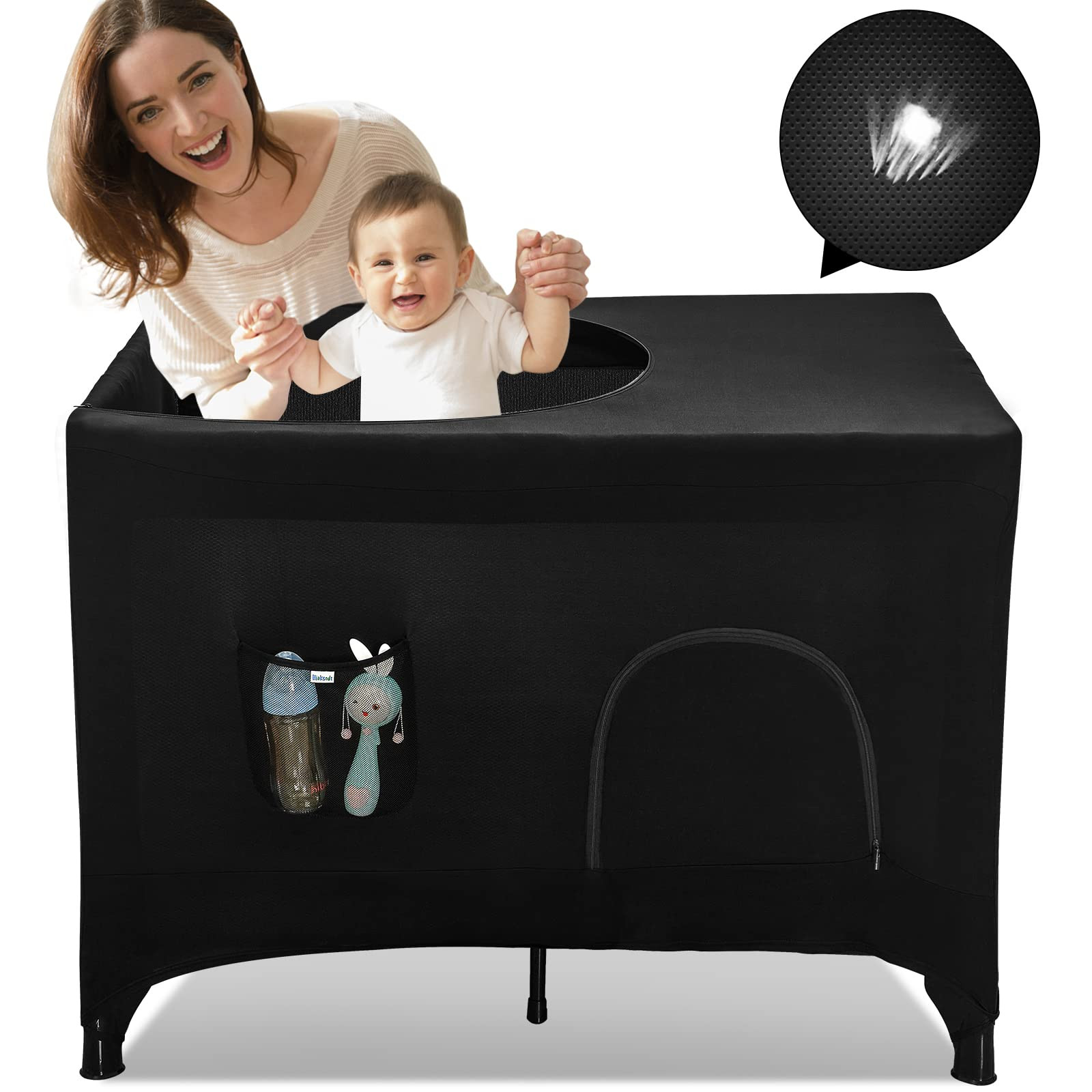 Pack N Play Blackout Cover, Hiaksedt Crib Canopy Cover for Pack and Play, Breathable Blackout Ten... | Amazon (US)