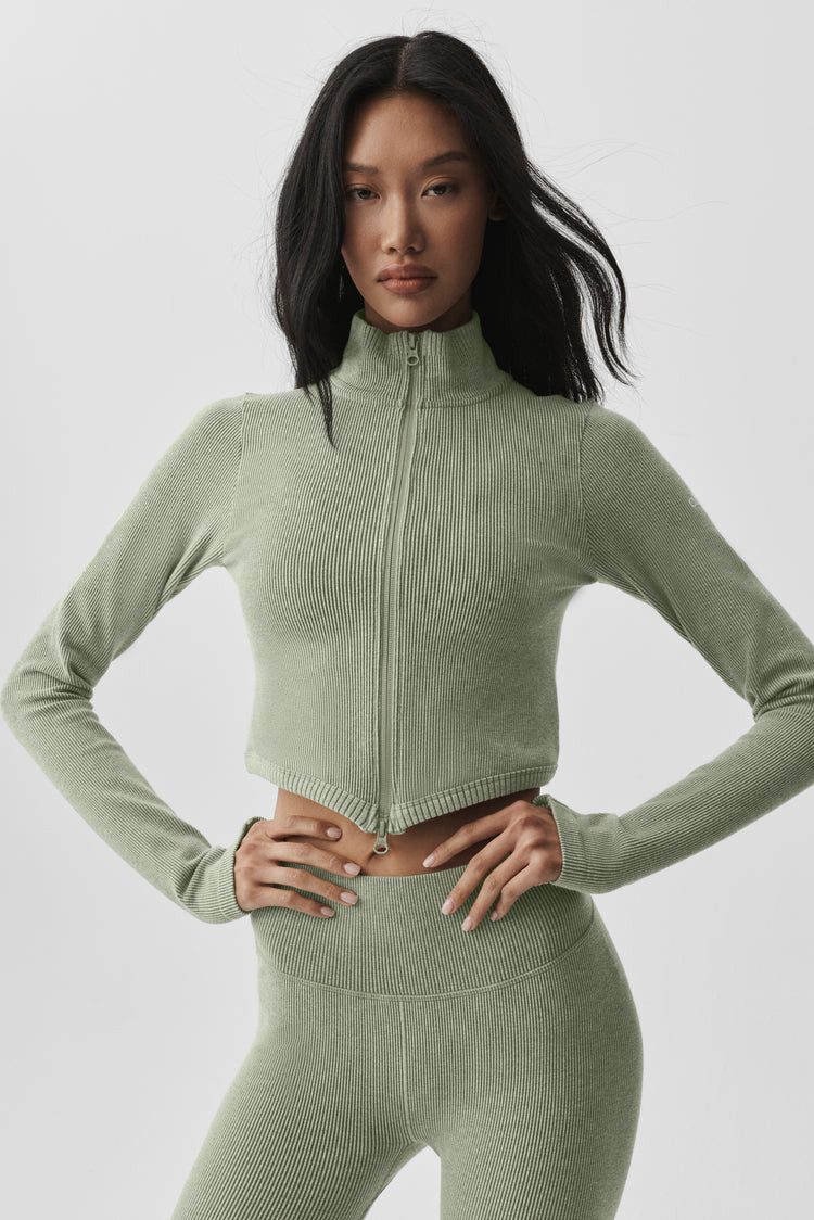 Seamless Two Tone Rib Jacket | Alo Yoga