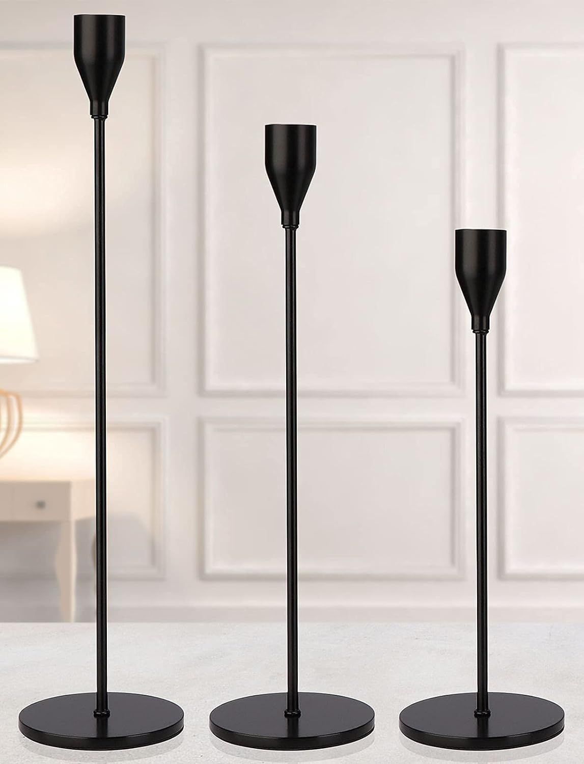 DEVI Candlestick Holders 3pcs, Black Taper Candle Holders for Candlesticks, Modern Farmhouse Fall... | Amazon (US)