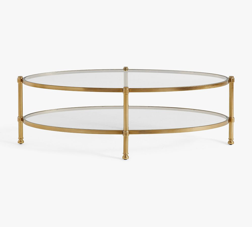 Everson Oval Glass Coffee Table, Brass | Pottery Barn (US)