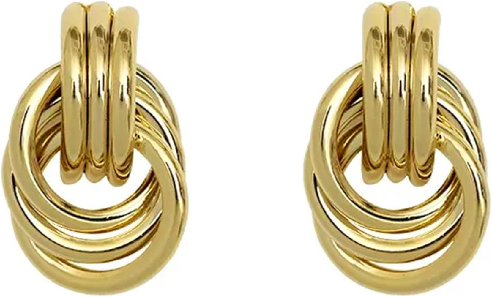 Vintage Doorknocker Gold Drop Stud Earrings for Women, Statement Geometric Link Hoops Knot Earrin... | Amazon (US)