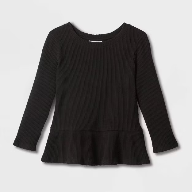 Toddler Girls' Solid Cozy Ribbed Long Sleeve Top - Cat & Jack™ | Target